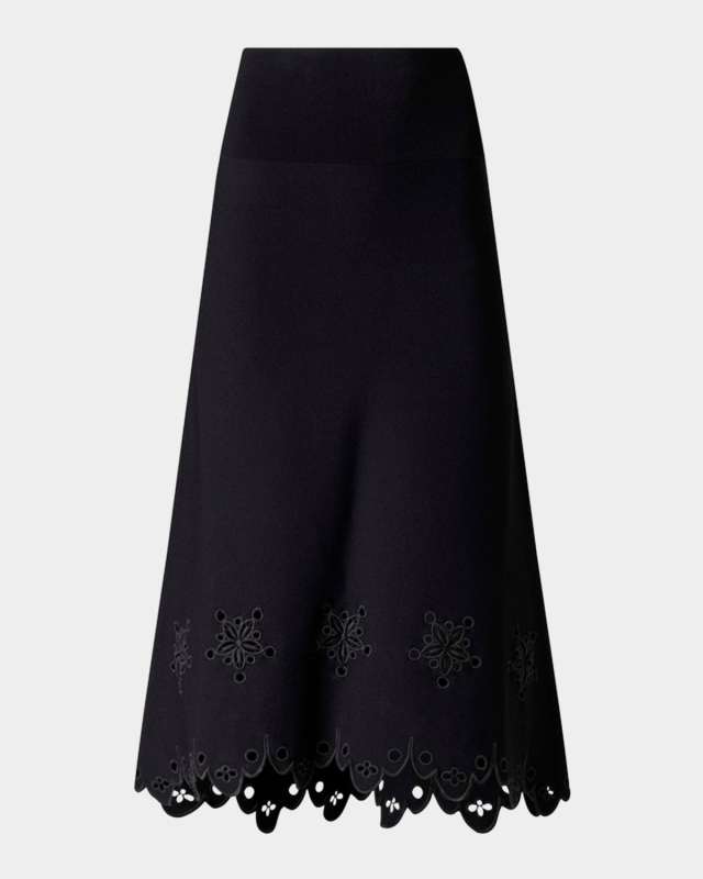 Melly Scallop Cutout Floral Maxi Skirt